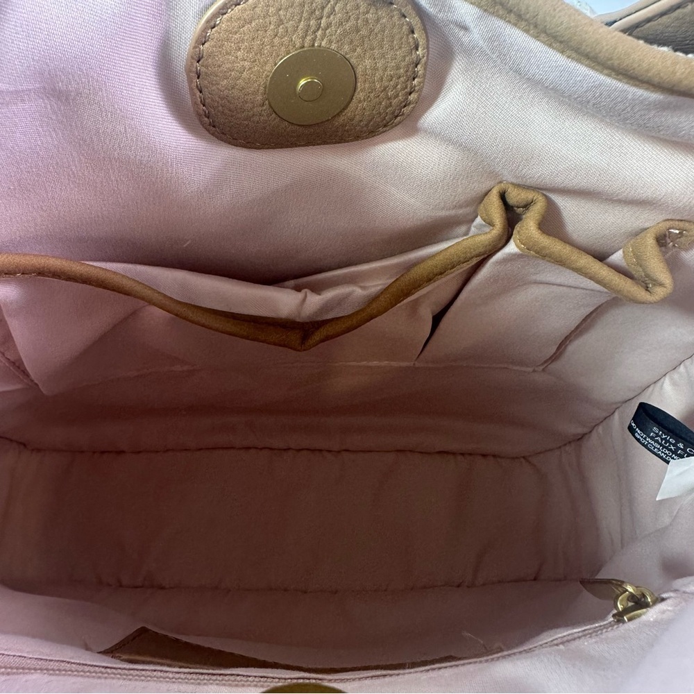 NEW Women’s Style & Co Sherpa Shoulder/Crossbody Bag Cream/Tan - Picture 7 of 8